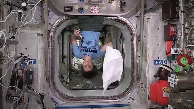 Towel Day greeting from the ISS