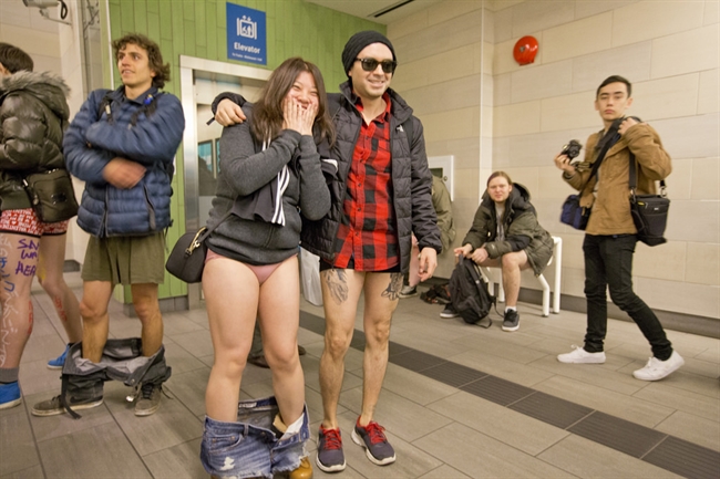 26 photos and videos of the No Pants SkyTrain ride in Vancouver