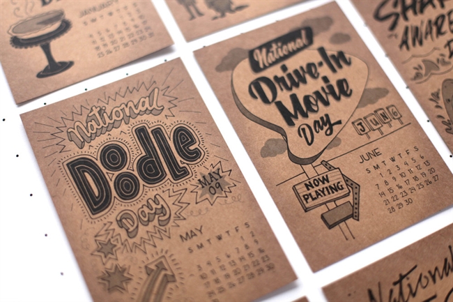 Celebrate 2015's silly holidays with a hand-drawn and lettered calendar