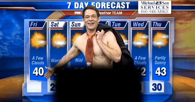 Weatherman strips down on TV for Working Naked Day