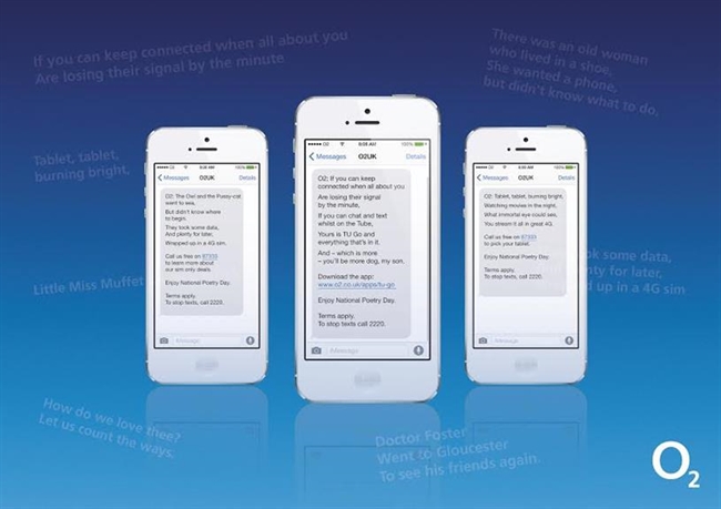 O2 sends poems to customers for National Poetry Day