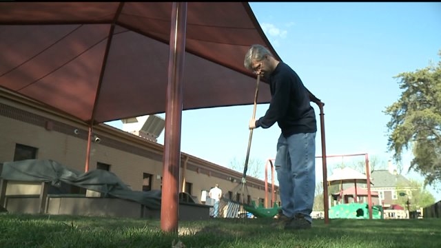 Volunteers help with youth center on Join Hands Day